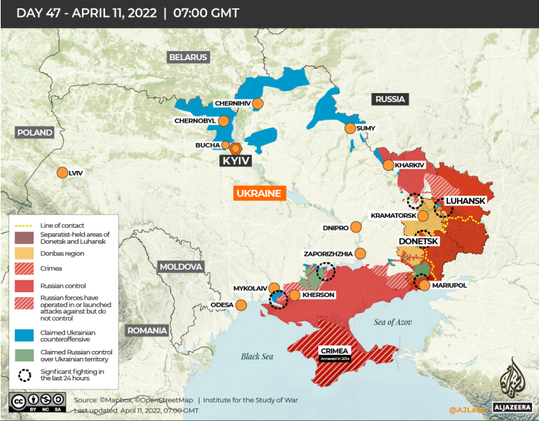 Карта войны на Украине. Подконтрольные территории РФ на Украине.